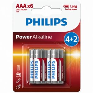 ΑΛΚΑΛΙΚΕΣ ΜΠΑΤΑΡΙΕΣ AAA PHILIPS LR03 1.5V 4+2 6τεμ