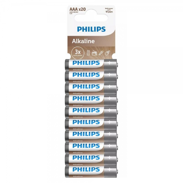 ΑΛΚΑΛΙΚΕΣ ΜΠΑΤΑΡΙΕΣ AAA PHILIPS LR03 1.5V 20τεμ