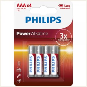 ΑΛΚΑΛΙΚΕΣ ΜΠΑΤΑΡΙΕΣ AAA POWER PHILIPS LR03 1.5V 4τεμ