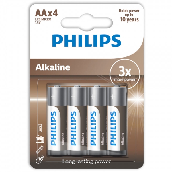 ΑΛΚΑΛΙΚΕΣ ΜΠΑΤΑΡΙΕΣ AA PHILIPS LR6 1.5V 4τεμ