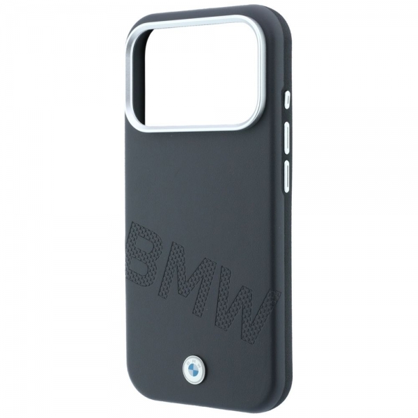 BMW SIGN INCLINED DEBOSS LETTERS CASE MAG IPHONE 18 PRO / 17 PRO grey backcover