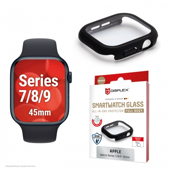 DISPLEX FULL BODY GLASS PROTECTOR FOR APPLE WATCH SERIES 7/8/9 45mm black