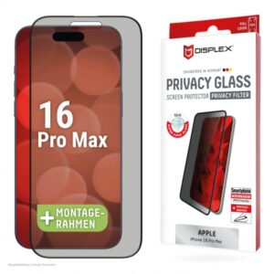 DISPLEX REAL TEMPERED GLASS 3D IPHONE 16 PRO MAX PRIVACY WITH APPLICATOR