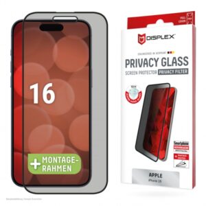 DISPLEX REAL TEMPERED GLASS 3D IPHONE 16 PRIVACY WITH APPLICATOR