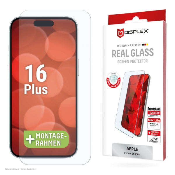 DISPLEX REAL TEMPERED GLASS 2D IPHONE 16 PLUS
