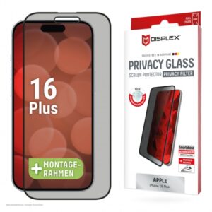 DISPLEX REAL TEMPERED GLASS 3D IPHONE 16 PLUS PRIVACY WITH APPLICATOR