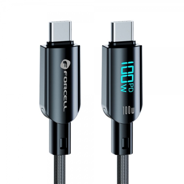 FORCELL F-ENERGY TYPE C TO TYPE C DATA CABLE DIGITAL PD 100W 1.2m 5A black