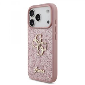 GUESS FIXED GLITTER BIG 4G LOGO CASE IPHONE 18 PRO / 17 PRO pink backcover