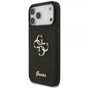 GUESS FIXED GLITTER BIG 4G LOGO CASE IPHONE 18 PRO ΜΑΧ / 17 PRO ΜΑΧ black backcover