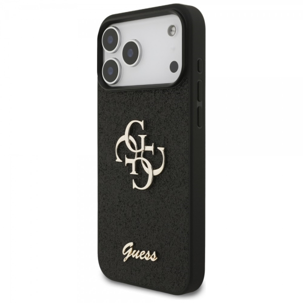 GUESS FIXED GLITTER BIG 4G LOGO CASE IPHONE 18 PRO ΜΑΧ / 17 PRO ΜΑΧ black backcover