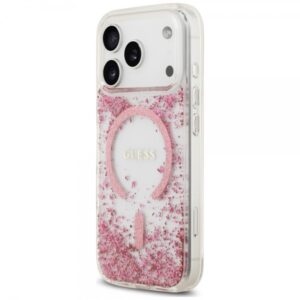 GUESS RESIN BOTTOM GLITTER MAG CASE IPHONE 18 PRO MAX / 17 PRO MAX pink backcover