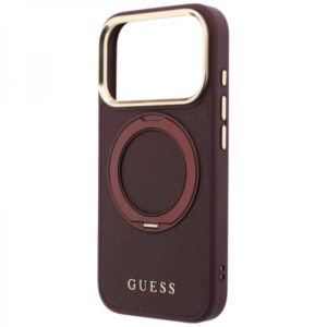 GUESS RING SAFFIANO CASE MAG IPHONE 18 PRO MAX / 17 PRO MAX burgundy backcover