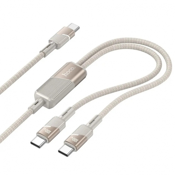 HOCO DATA CABLE U139 2 IN 1 TYPE C TO 2X TYPE C 5A 100W 1.2m gold