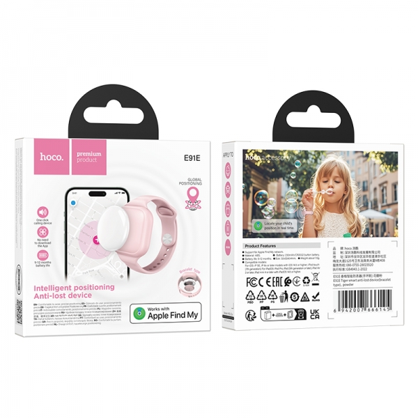 HOCO LOCATOR WITH BRACELET COMPATIBLE WITH APPLE FIND pink