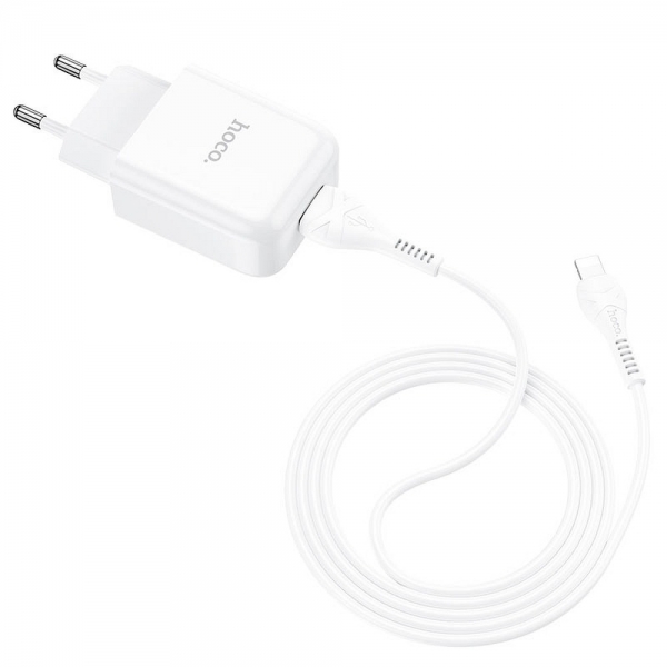 HOCO TRAVEL CHARGER N2 2A + DATA CABLE LIGHTNING white