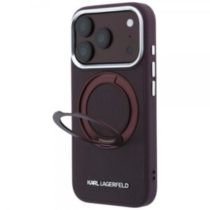 KARL LAGERFELD IPHONE 18 PRO MAX / 17 PRO MAX 360 RING SAFFIANO CLASSIC LOGO MAGSAFE burgundy backco