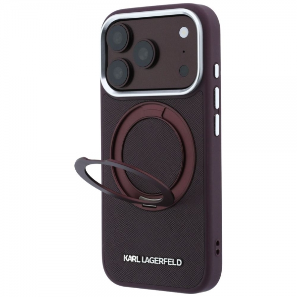 KARL LAGERFELD IPHONE 18 PRO MAX / 17 PRO MAX 360 RING SAFFIANO CLASSIC LOGO MAGSAFE burgundy backco