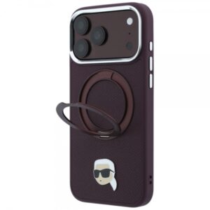 KARL LAGERFELD IPHONE 18 PRO MAX / 17 PRO MAX 360 RING KARL HEAD PIN MAGSAFE burgundy backcover