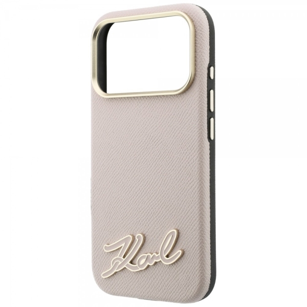 KARL LAGERFELD IPHONE 18 PRO / 17 PRO RIFIGN SIGNATURE LOGO MAGSAFE pink backcover
