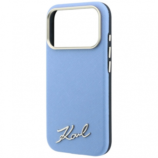 KARL LAGERFELD IPHONE 18 PRO / 17 PRO SAFFIANO METAL LOGO MAGSAFE light blue backcover