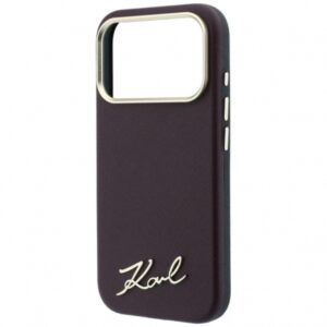 KARL LAGERFELD IPHONE 18 PRO MAX / 17 PRO MAX SAFFIANO METAL LOGO MAGSAFE burgundy backcover