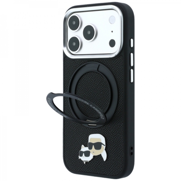 KARL LAGERFELD IPHONE 18 PRO MAX / 17 PRO MAX 360 RING SAFFIANO KARL CHOUPETTE PIN MAGSAFE black bac