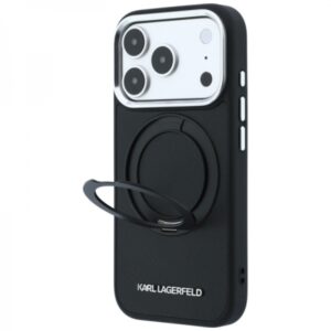 KARL LAGERFELD IPHONE 18 PRO MAX / 17 PRO MAX 360 RING SAFFIANO CLASSIC LOGO MAGSAFE black backcover