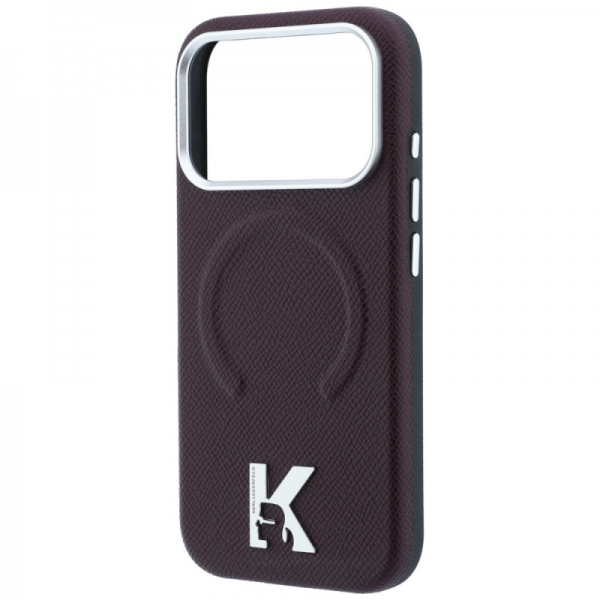 KARL LAGERFELD IPHONE 18 PRO MAX / 17 PRO MAX EMBOSSED RING KAMEO LOGO MAGSAFE burgundy backcover