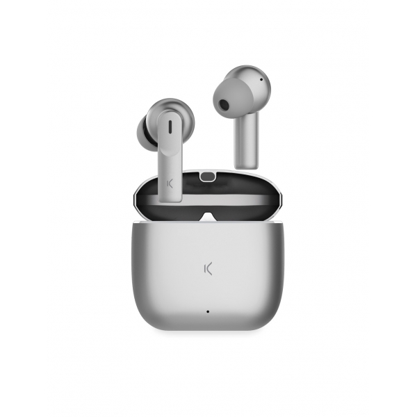 Ksix WIRELESS METEOR METALLIC CASE TWS NOICE CANCELLATION silver