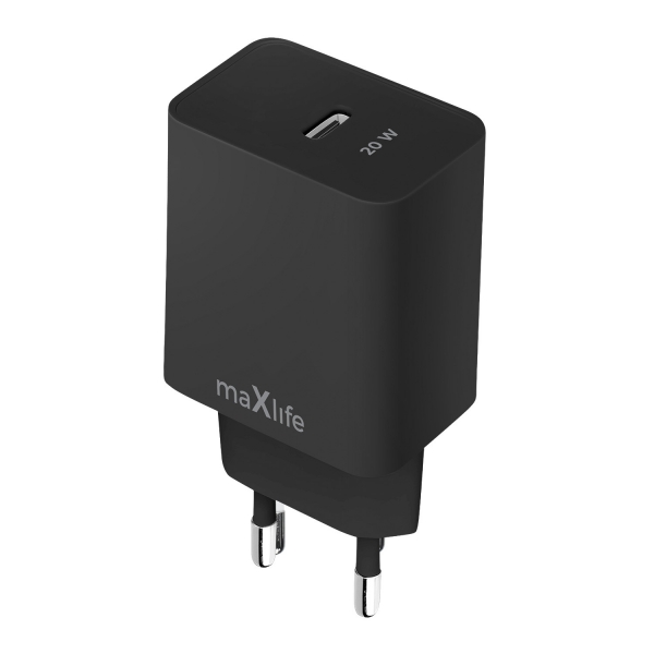 MAXLIFE TRAVEL CHARGER MXTC-13-20C PD QC 1 PORT TYPE C 20W black