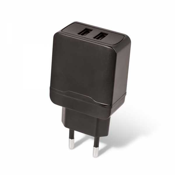 MAXLIFE TRAVEL FAST CHARGER 2 USB PORTS 2.4A black