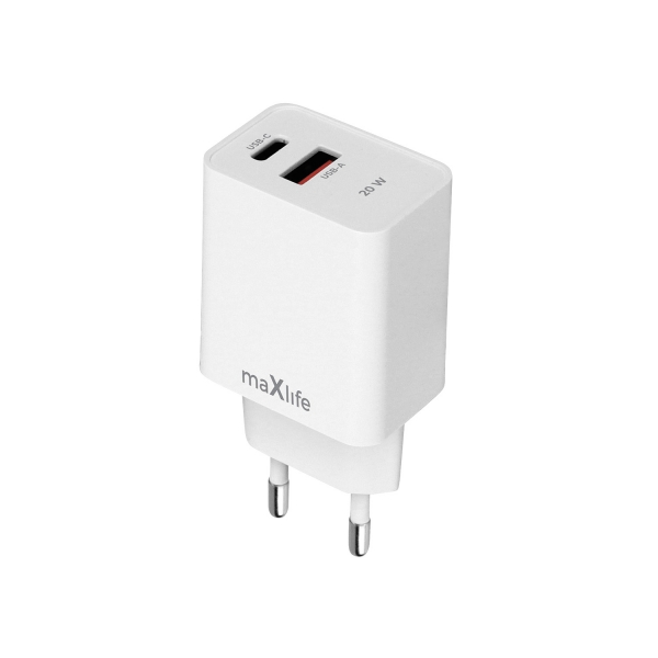 MAXLIFE TRAVEL CHARGER QC 20W + 1 PORT 20W white