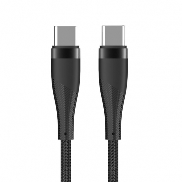 MAXLIFE TYPE C TO TYPE C NYLON DATA CABLE 60W 1m black