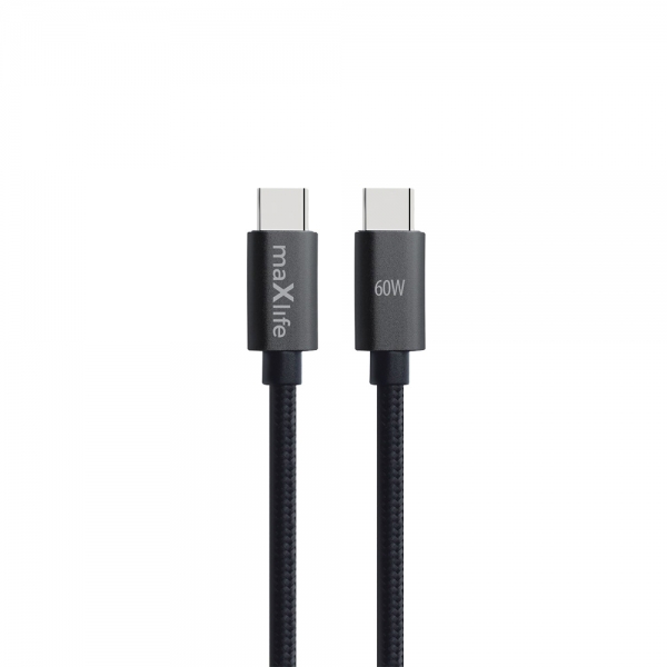 MAXLIFE TYPE C TO TYPE C DATA CABLE 60W 1m black