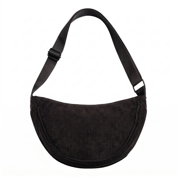 UNIVERSAL CORDUROY MOON BAG black