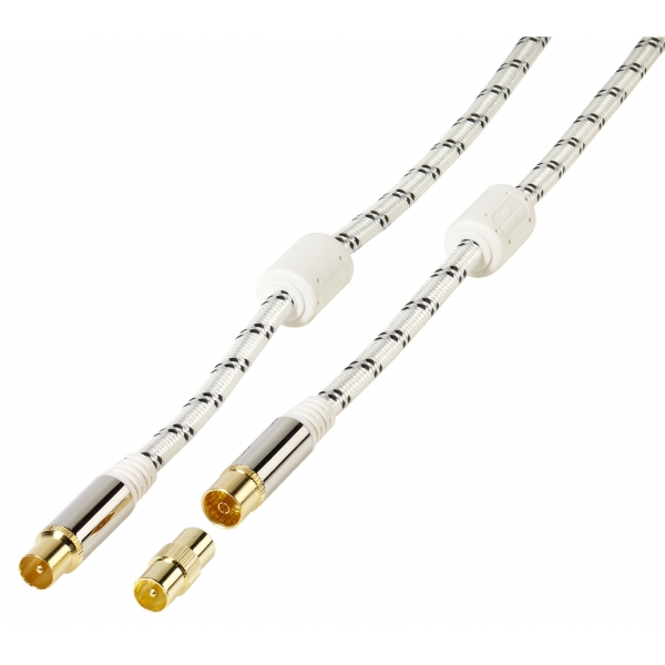 VIVANCO ANTENNA CABLE HQ 120dB NYLON GOLD-PLATED CONNECTORS 10m white