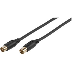 VIVANCO ANTENNA CABLE 3m COAX PLUG-COAX SOCKET GOLD CONTACTS 90 dB black