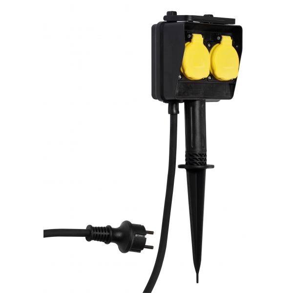 VIVANCO 2WAY OUTDOOR (2 X Schuko) ΠΟΛΥΠΡΙΖΟ with ground spike 3m black