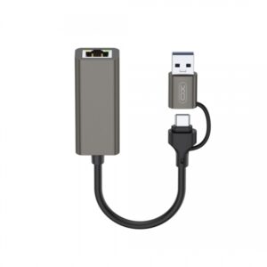 XO ADAPTER HUB 2w1 USB-USB-C - RJ45 gray